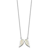 Sterling Silver Rhod-plated Created Opal Wings w/1.5in ext Necklace